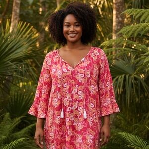 Quacker Factory Flamingo Top, NWOT